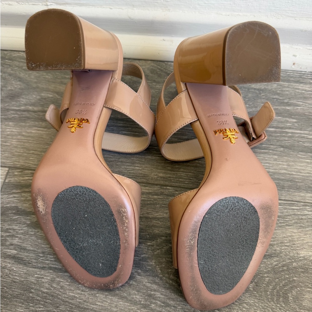 Prada Beige Leather Slingback Mules - Picture 6 of 6